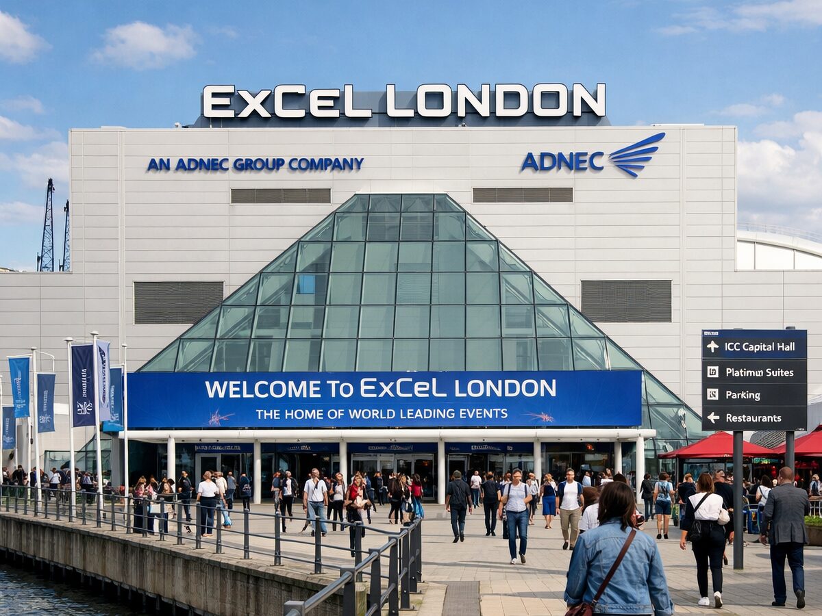 The entrance to ExCeL London exhibition centre